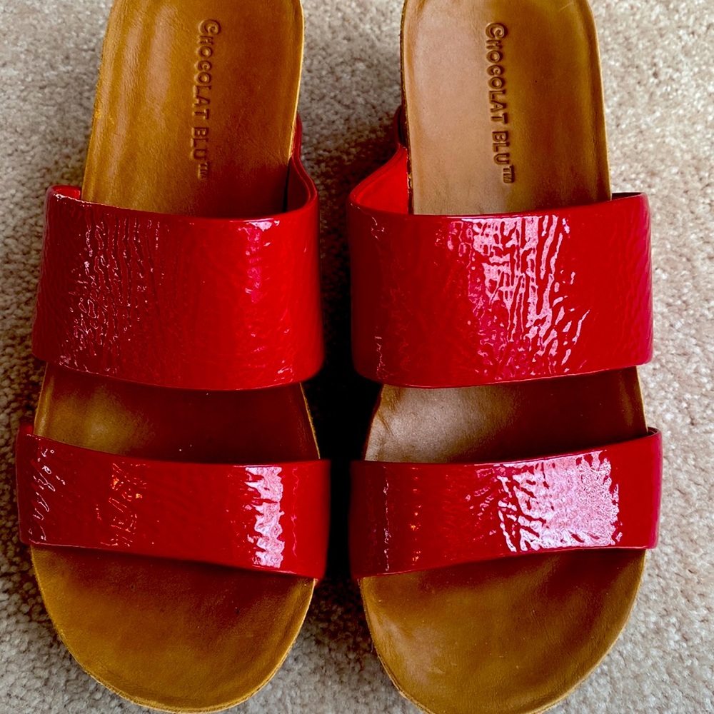 Red chocalat blu platform shoes worn only a few times